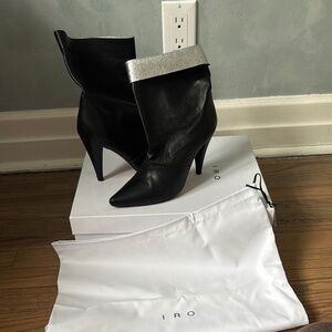 IRO Women's Black and Silver Leather Boots